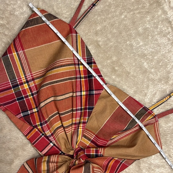 RALPH LAUREN Coleta Knotted Madras Crop Top Ralph Lauren Collection - Picture 7 of 11